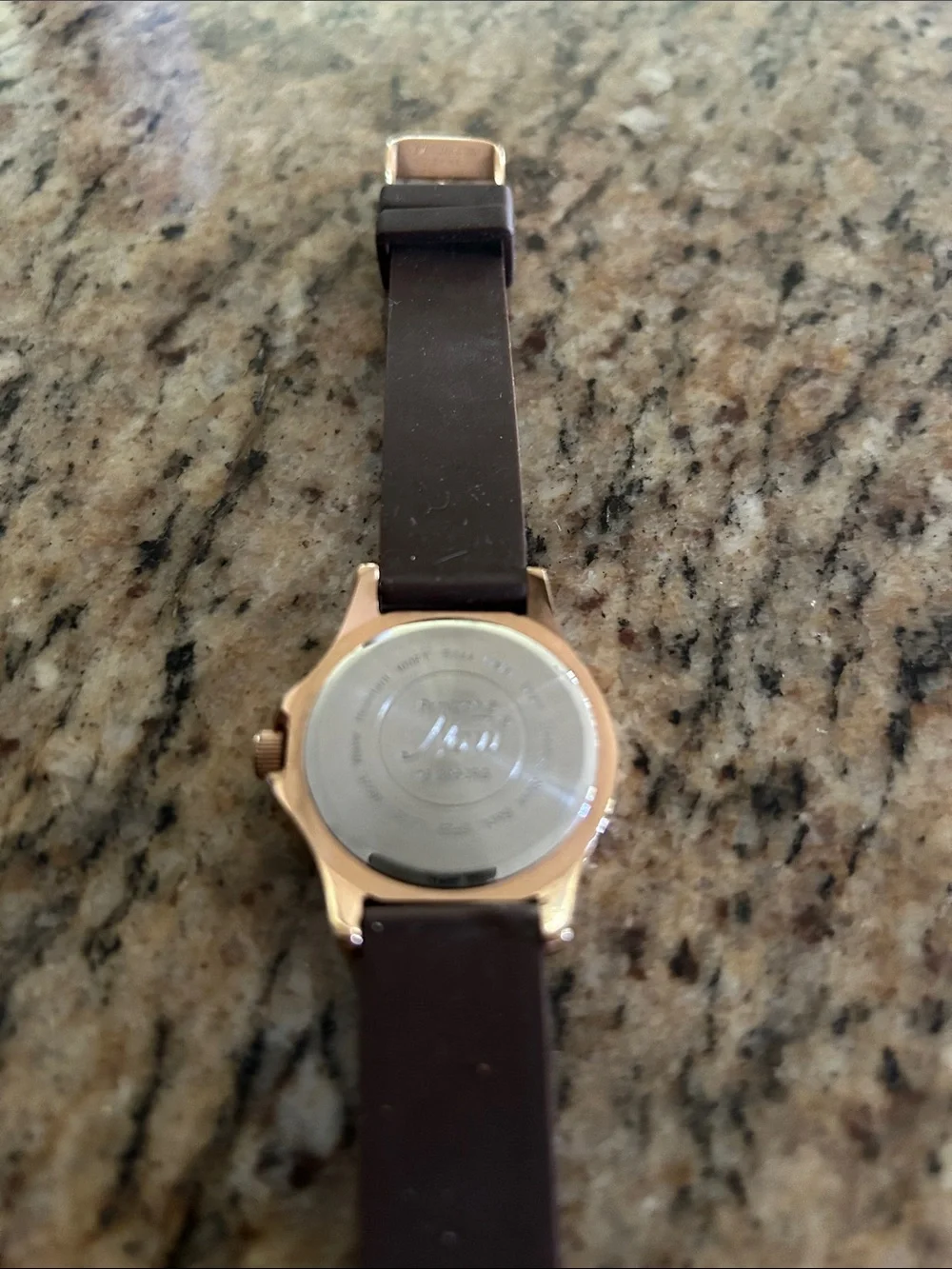 Rose Gold Dial Fashion Watch with Brown Strap